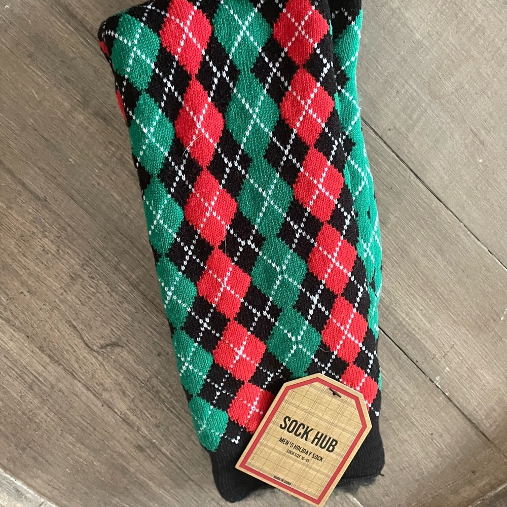 Festive Argyle Socks Red and Green